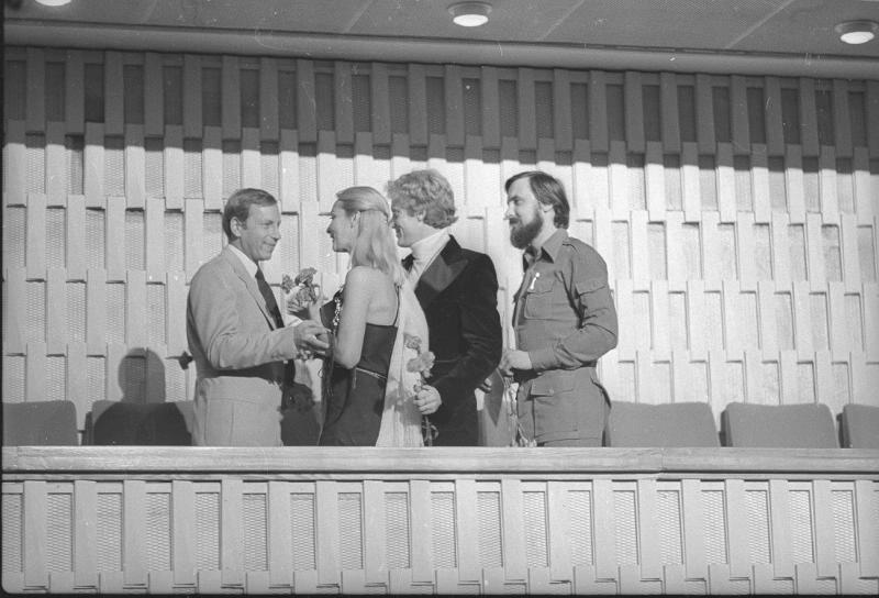 Польские актеры Ежи Штур, Барбара Брыльска, Даниэль Ольбрыхский, 1978 год, г. Москва