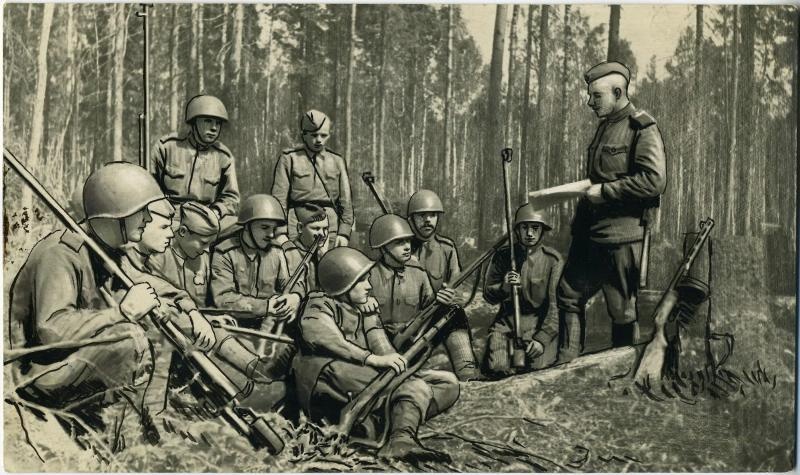 Политзанятия на фронте, 1944 год