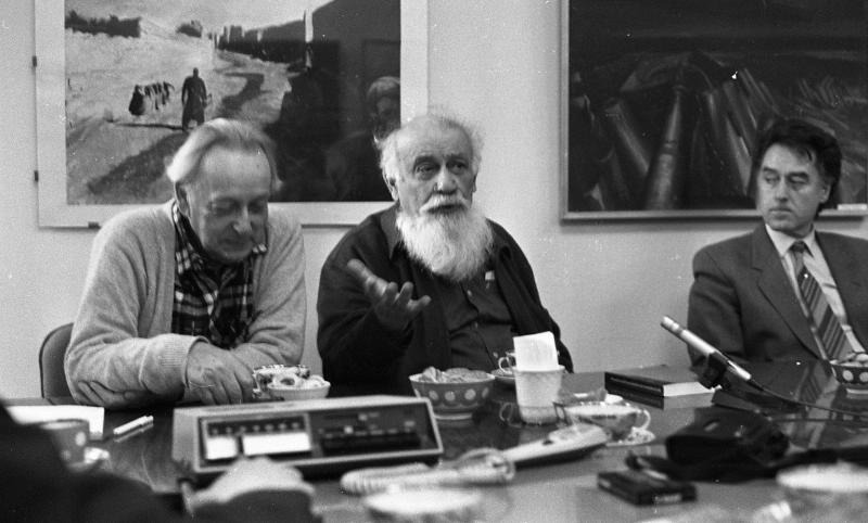 Лев Разгон, Лев Копелев и Андрей Дементьев в редакции журнала «Юность», 1989 год, г. Москва