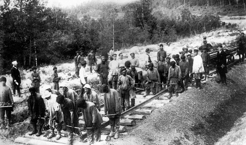 Самаро-Златоустовская железная дорога. Укладка пути на 724-й версте, 1890 год