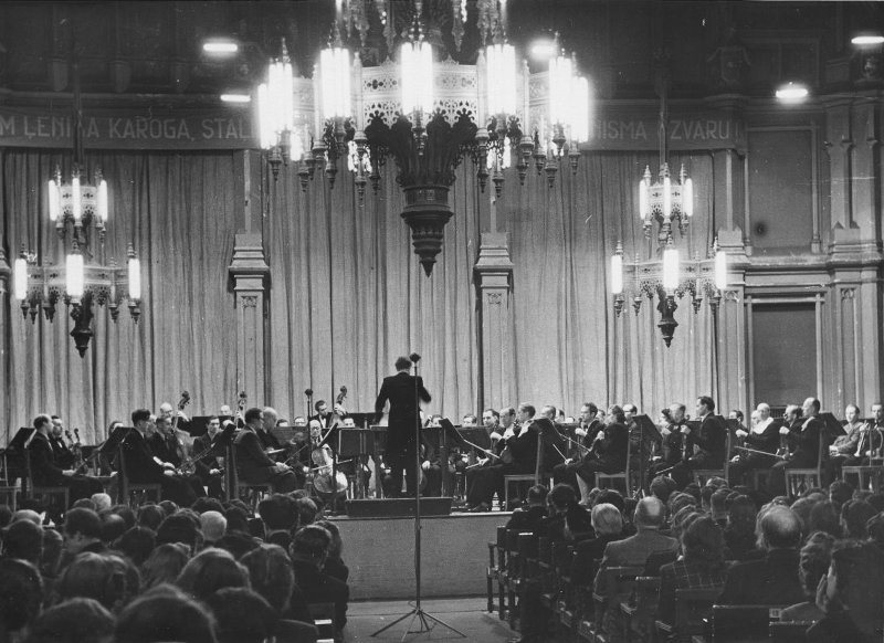 Латвийская филармония. Симфонический концерт. Дирижирует Арвид Янсон, 1960-е, Латвийская ССР, г. Рига