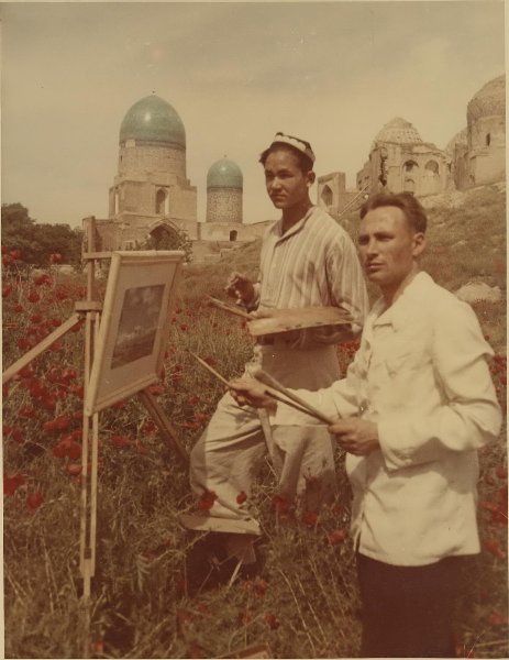 На пленэре, 1950-е, Узбекская ССР, г. Самарканд
