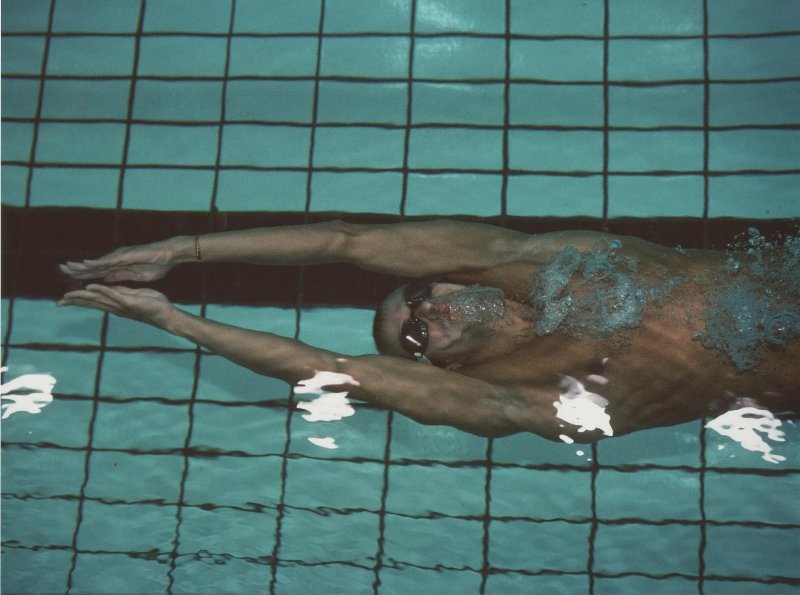 Пловец, 1980-е. Выставка «Спортсмены. Сила духа и тела» с этой фотографией.