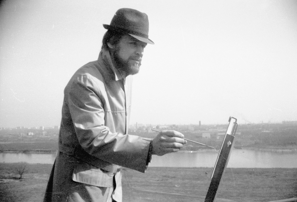 Художник на пленэре в Коломенском, 20 апреля 1986 - 31 мая 1986, г. Москва. Художник – Владимир Карлов.&nbsp;