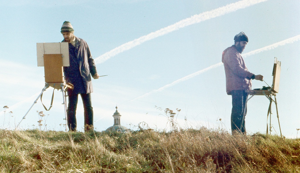 Художники на пленэре, 15 сентября 1988 - 10 октября 1988, г. Малоярославец. Художники – Владимир Карлов и Юрий Шумков.&nbsp;