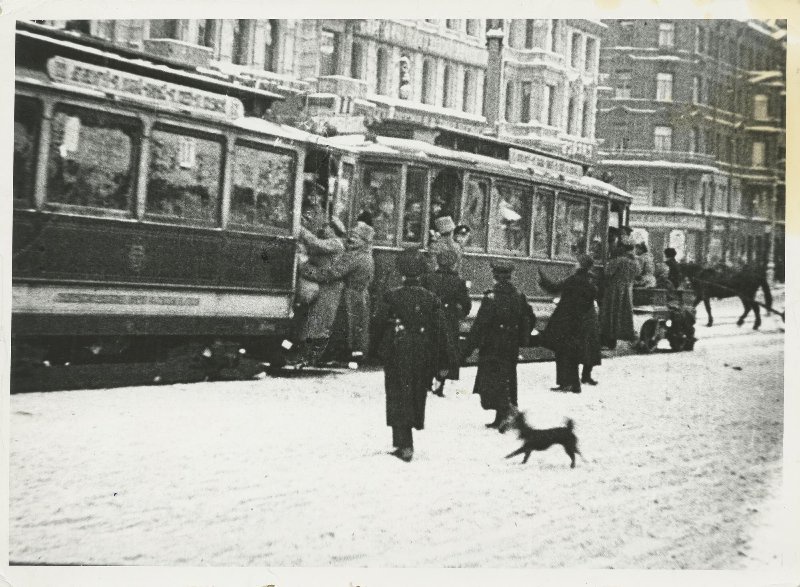 Трамвай на улицах Санкт-Петербурга, 1900 - 1917, г. Санкт-Петербург. Выставка «Рождественская радость» с этой фотографией.&nbsp;