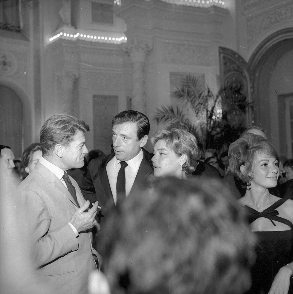 Симона Синьоре, Ив Монтан и Жан Маре на III Московском международном кинофестивале, 7 - 21 июля 1963, г. Москва