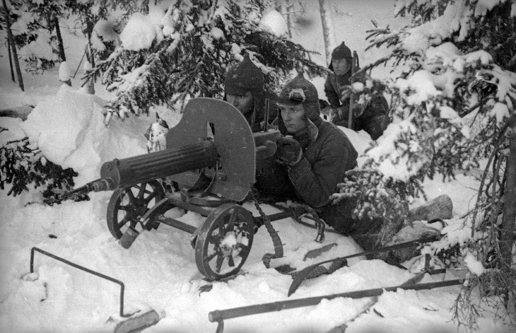 Советско-финская война. Пулеметчики на передовой позиции, 1 декабря 1939 - 29 февраля 1940. Видеовыставка «Забытая война» с этой фотографией.&nbsp;
