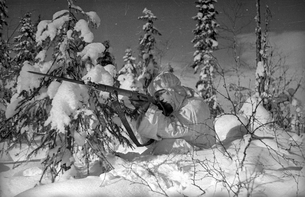 Советско-финская война. Снайпер, 1 декабря 1939 - 29 февраля 1940. Выставка «15 лучших фотографий Александра Устинова» с этой фотографией.&nbsp;&nbsp;