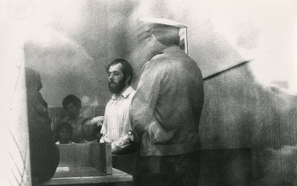 Евгений Лейн в зале суда, 1981 год. Активист движения за репатриацию советских евреев. Условный срок по статье 191 пункт 2.
