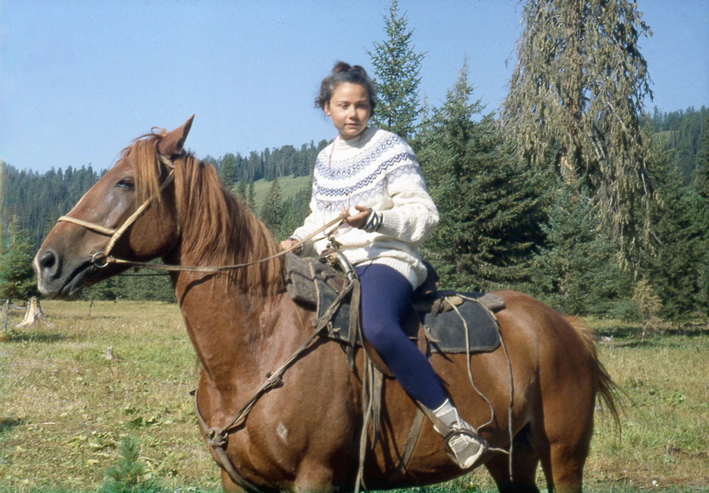 Геолог Ольга Афанасьева на Алтае, 15 августа 1989, Горно-Алтайская АО, Усть-Коксинский р-н. Выставка «Безмолвие Алтая» с этим снимком.