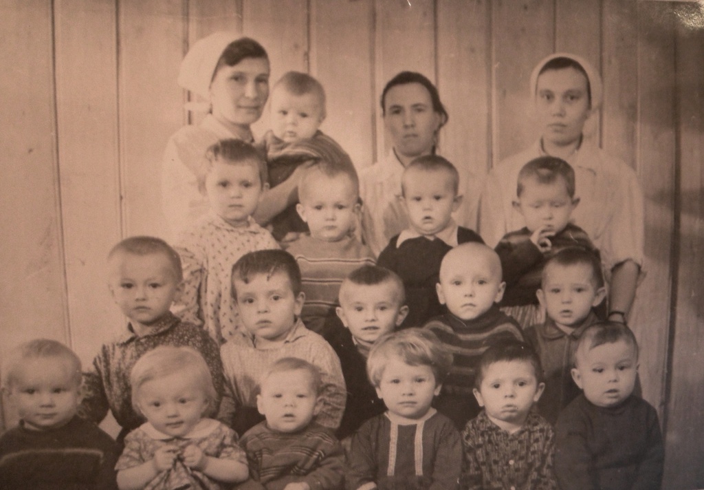 Ясельная группа Кужбальского детского сада, 1966 год, Костромская обл., Нейский р-н, с. Кужбал. 