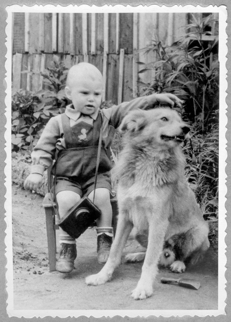 Сергей Николаевич Бушмарин с собакой Джеком, 1957 - 1958, г. Калинин. 