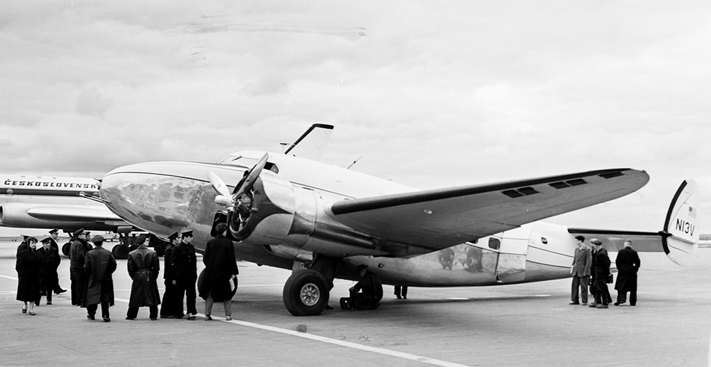 Личный самолет президента FAI Жаклин Кокран (США), 22 мая 1959, г. Москва. 52 Генеральная конференция Международной авиационной федерации (FAI) прошла в Москве в период с 25 мая по 2 июня 1959 года. Выставка «Внучка» с этой фотографией.&nbsp;