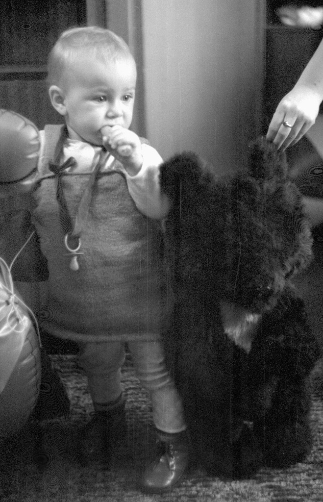 Аня Карлова ест морковку, 1 - 15 октября 1985, Белорусская ССР, г. Минск. Выставка «Дети и их медведи» с этой фотографией.&nbsp;