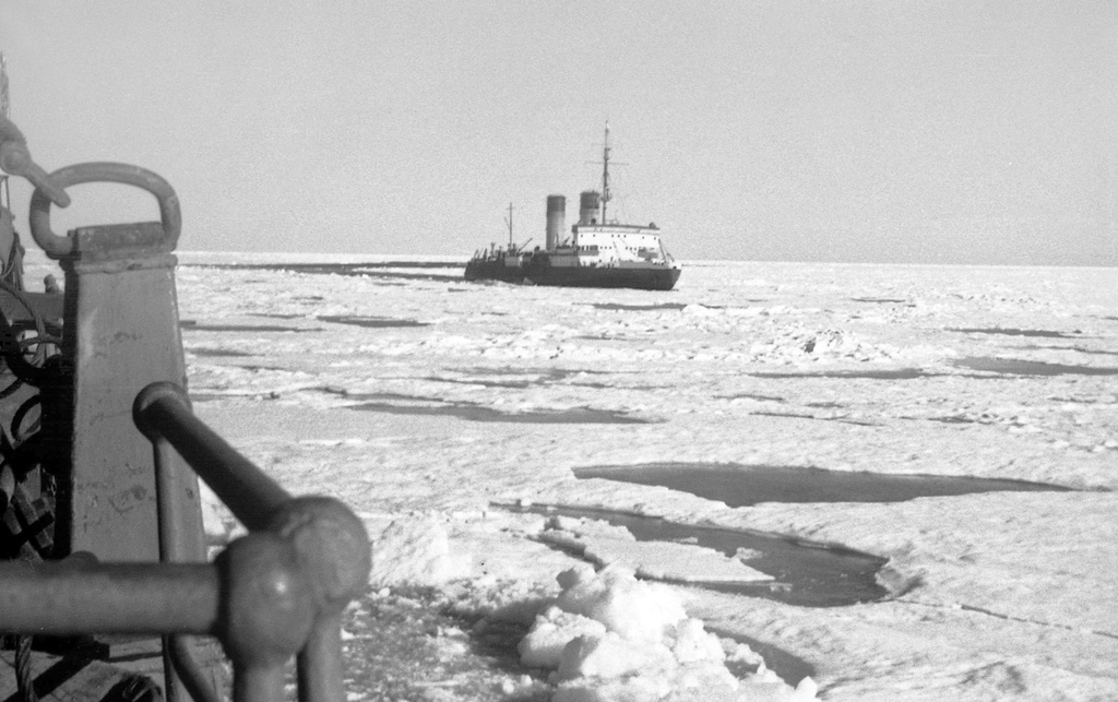 Ледокол «Вячеслав Молотов», 1954 - 1956, Якутская АССР, Булунский улус, пгт. Тикси. В 1958 году ледокол переименовали в «Адмирал Макаров», в честь вице-адмирала Степана&nbsp; Макарова.После окончания Великой Отечественной войны мой дядя Григорий Петрович Сухарев был демобилизован из Советской Армии и направлен в Тикси для работы в должности начальника радиостанции поселка. Жил там вместе с семьей и работал до 1956 года. В свободное время снимал на трофейную камеру свою любимую семью, друзей и знакомых.&nbsp;