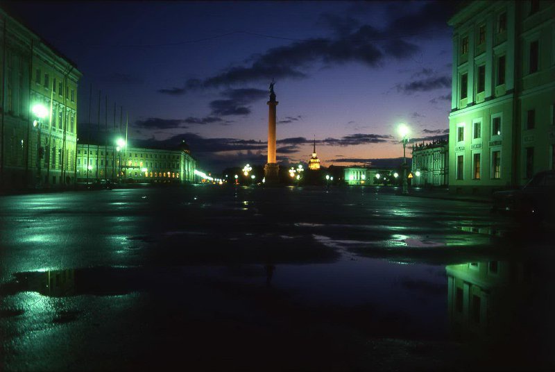 Дворцовая площадь ночью, 1985 год, г. Ленинград