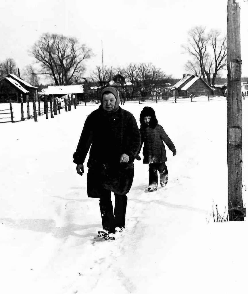 Зимняя прогулка, 1976 - 1978, Калининская обл., дер., Берниково. Выставка «Немного из жизни одной деревни» с этой фотографией.&nbsp;