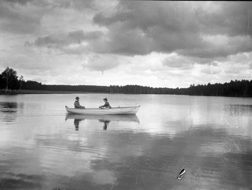 Пейзаж с озером и лодкой, 1890 - 1909