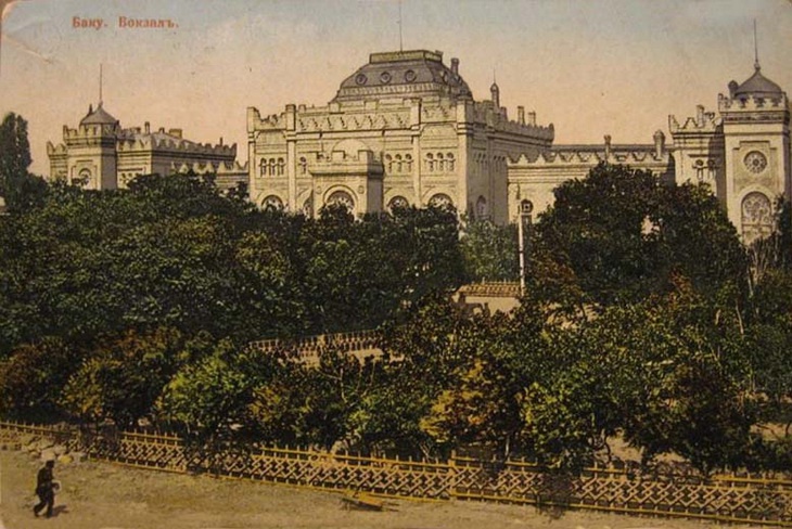 Баку. Железнодорожный вокзал, 1900 - 1917, Бакинская губ., г. Баку. Из коллекции бакинского архитектора Мирона Рувимовича Либермана.