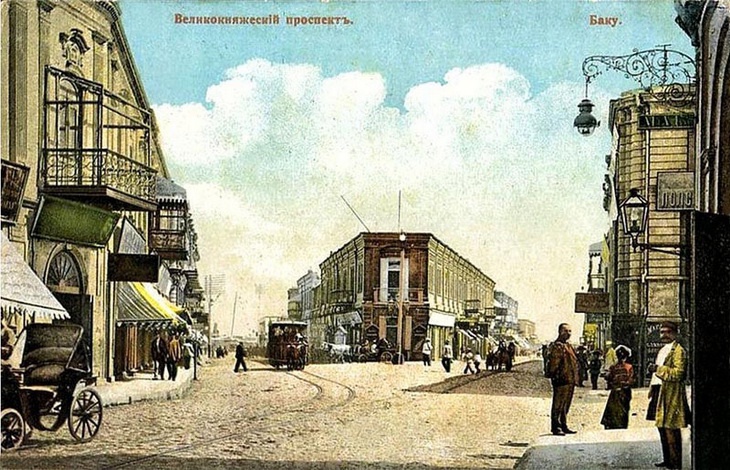 Баку. Великокняжеский проспект, 1900 - 1917, Бакинская губ., г. Баку. Из коллекции бакинского архитектора Мирона Рувимовича Либермана.