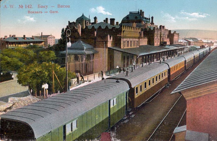 Железнодорожный вокзал в Баку, 1900 - 1917, Бакинская губ., г. Баку. Из коллекции бакинского архитектора Мирона Рувимовича Либермана.