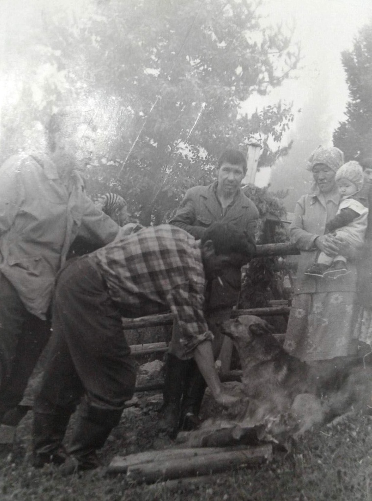 На кладбище, 1985 год, Кемеровская обл., Таштагольский р-н. Выставка «Погребальный обряд у шорцев» с этой фотографией.