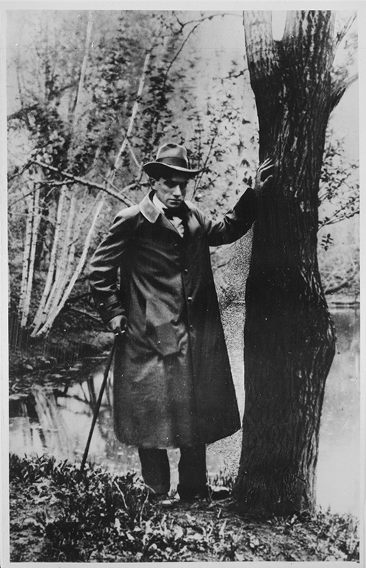 Владимир Маяковский в Екатерининском парке, 1918 год, г. Москва. Выставка «Россия в 1918 году» с этой фотографией.