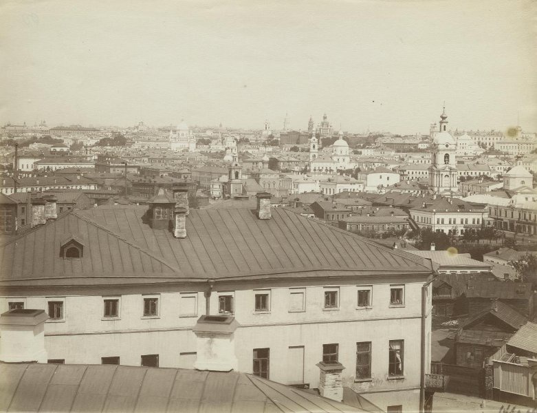 Панорама Мясницкой части Белого города, 1880-е, г. Москва. Выставка «Москва. Прогулка по Мясницкой» с этим снимком.