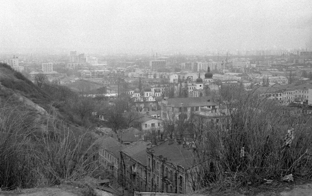 Вид с Замковой горы в Киеве, апрель 1981, Украинская ССР, г. Киев