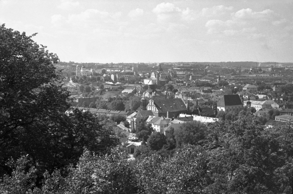Вид Вильнюса с горы Бекеша, июнь - август 1969, Литовская ССР, г. Вильнюс. Нагорный парк.