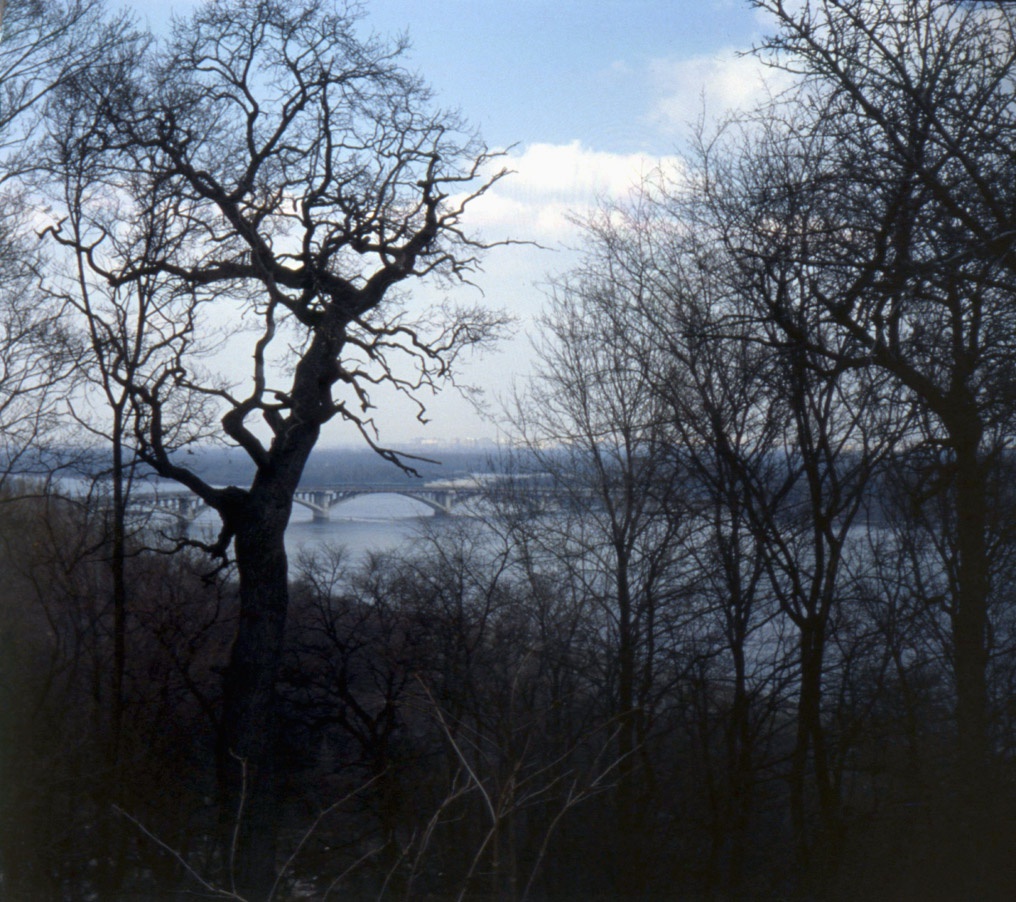 Вид на берега Днепра от Киево-Печерской лавры, апрель 1991, Украинская ССР, г. Киев