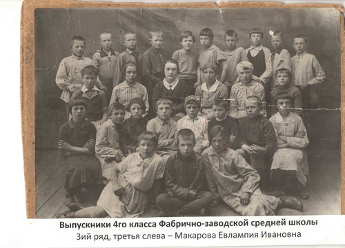 Выпуск 4-го класса фабрично-заводской семилетней школы, 1934 год, г. Ялуторовск