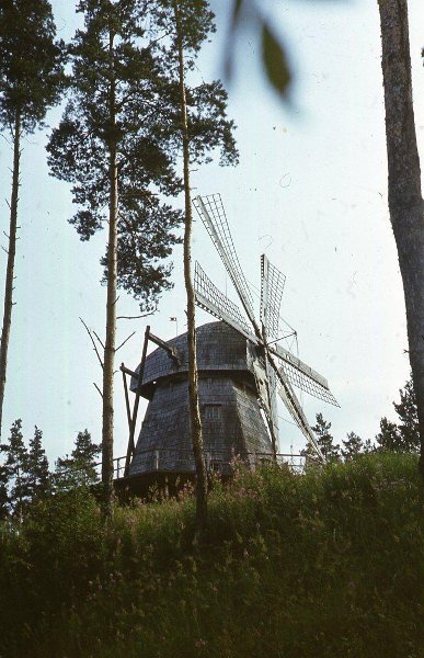 Музей народного быта Латвийской ССР, 1980-е, Латвийская ССР. Шатровая ветряная мельница построена в 1890 году, перевезена в музей в 1974 году.Выставка «Ветряные мельницы» с этой фотографией.&nbsp;