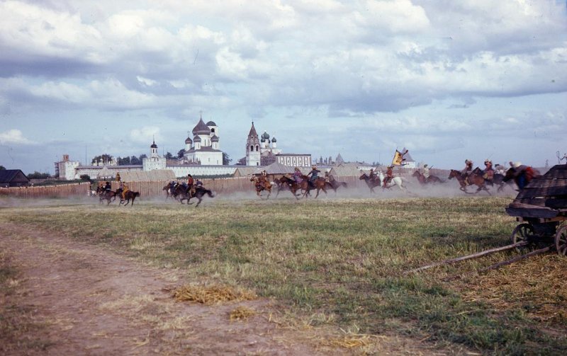 На съемках фильма «Емельян Пугачев», 1978 год, Ярославская обл., г. Переславль-Залесский