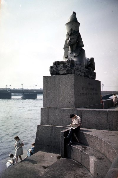 Сфинкс на Университетской набережной, 1960-е, г. Ленинград. Выставка «Фотограф Иван Шагин» с этой фотографией.