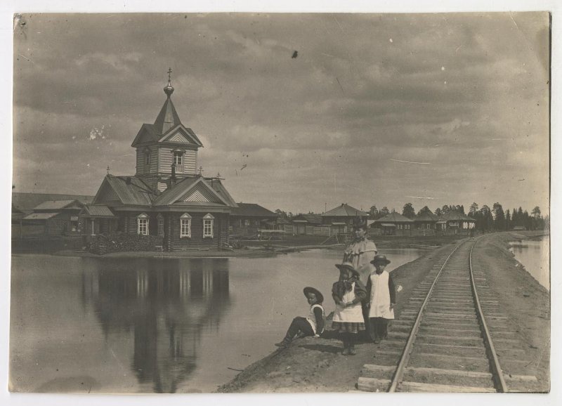 Село Филькино во время весеннего разлива реки Каква, 1895 год, Пермская губ., Верхотурский у., с. Филькино