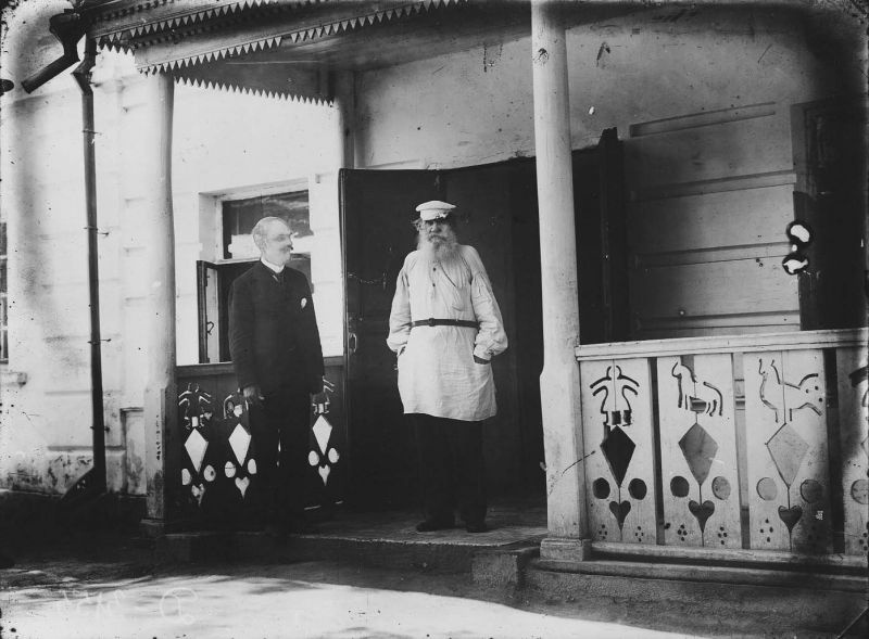 Карл Булла и Лев Толстой в Ясной поляне, июль 1908, Тульская губ., дер. Ясная Поляна