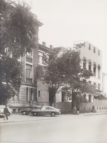 Вид на строительство нового главного фасада здания, 1953 - 1958, г. Москва