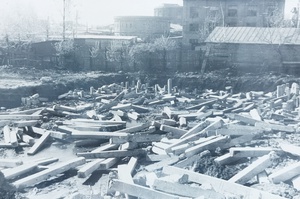 Забивка железобетонных свай (забито 1200 свай), апрель - май 1970, г. Москва. Из альбома «Ход строительства Лабораторного корпуса НИИР».