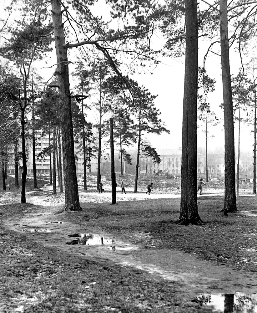 Футбол по первому снегу, ноябрь 1982, г. Новосибирск. Предположительно, рядом с Ботаническим садом.Выставка «В Новосибирске Сергея Секретарева» с этой фотографией.