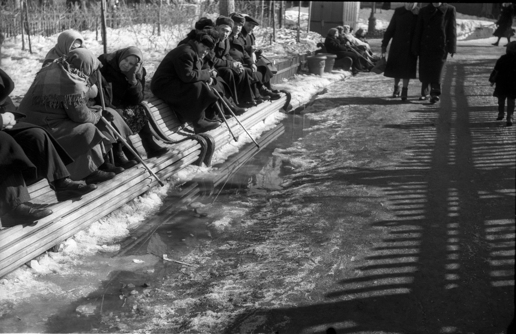Оттепель на Патриарших прудах, 1960 год, г. Москва. Выставка «Зима и лето на Патриарших прудах» с этим снимком.
