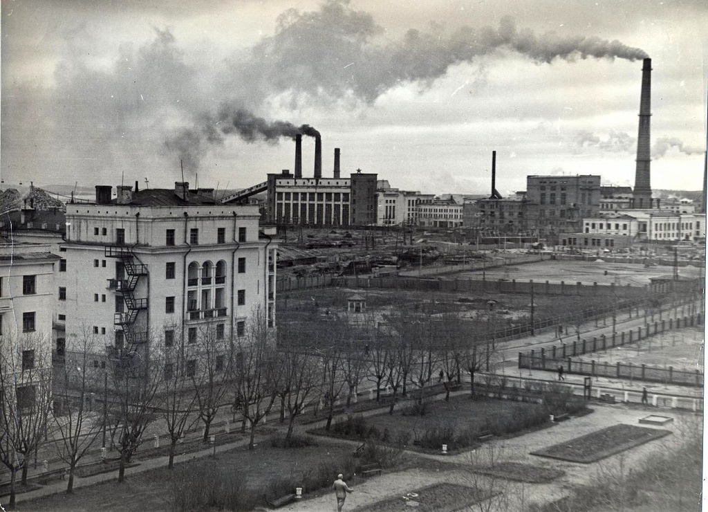 Улица Мира. ЦБК, 1953 - 1957, Карело-Финская ССР, г. Сегежа. ЦБК – Сегежский целлюлозно-бумажный комбинат.