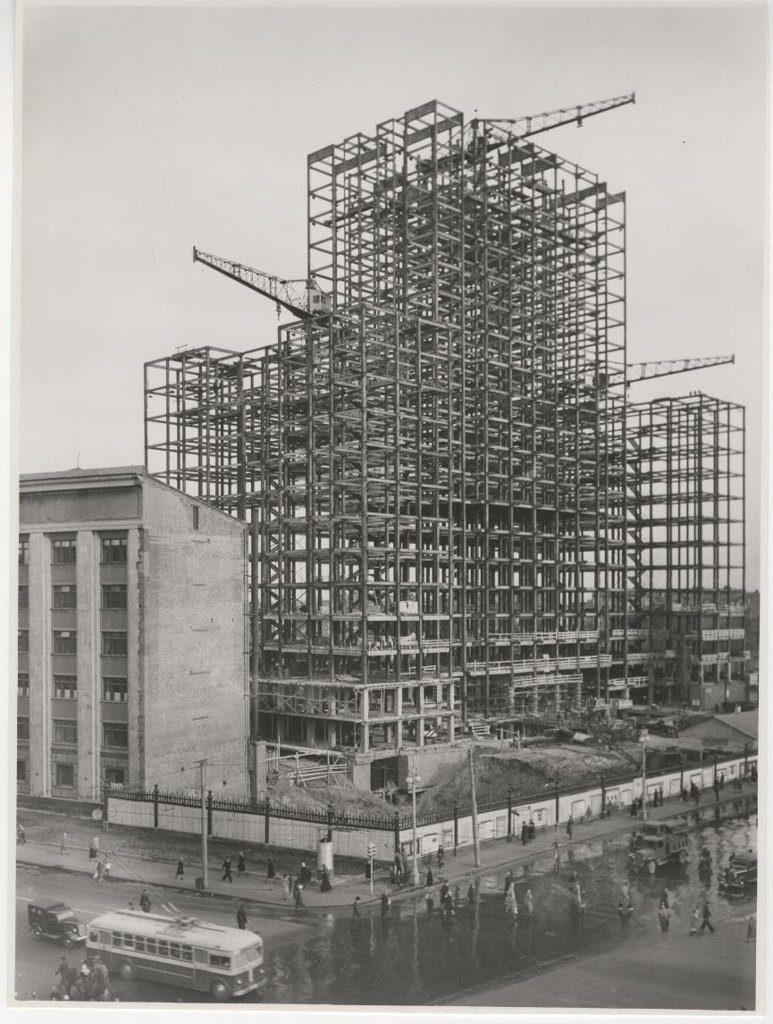 Строительство высотного здания МИД, 1949 год, г. Москва
