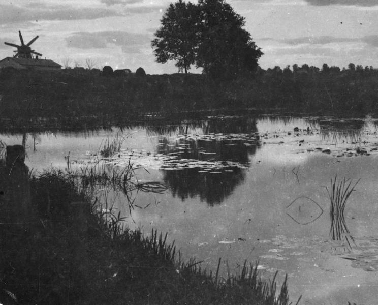 Заросший пруд за мельницей, 1921 год. Выставка «Ветряные мельницы» с этой фотографией.&nbsp;