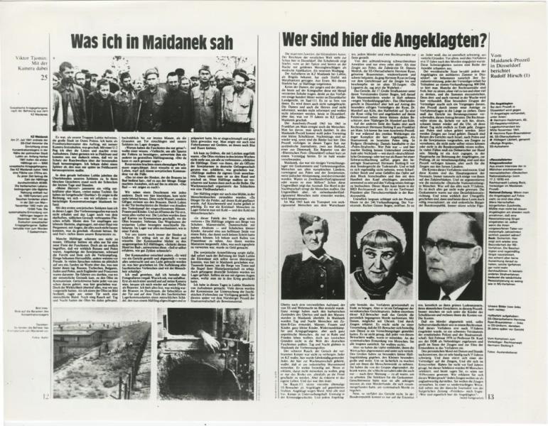 Статьи «Was ich in Maidanek sah» и «Wer sind hier die Angeklagten?», 1970-е