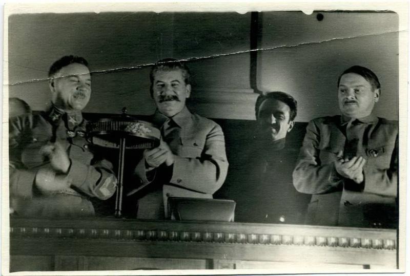Климент Ворошилов, Иосиф Сталин, Анастас Микоян, Андрей Жданов в президиуме, 1930-е