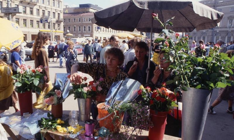 Невский проспект. Цветочный базар, 1980-е, г. Ленинград