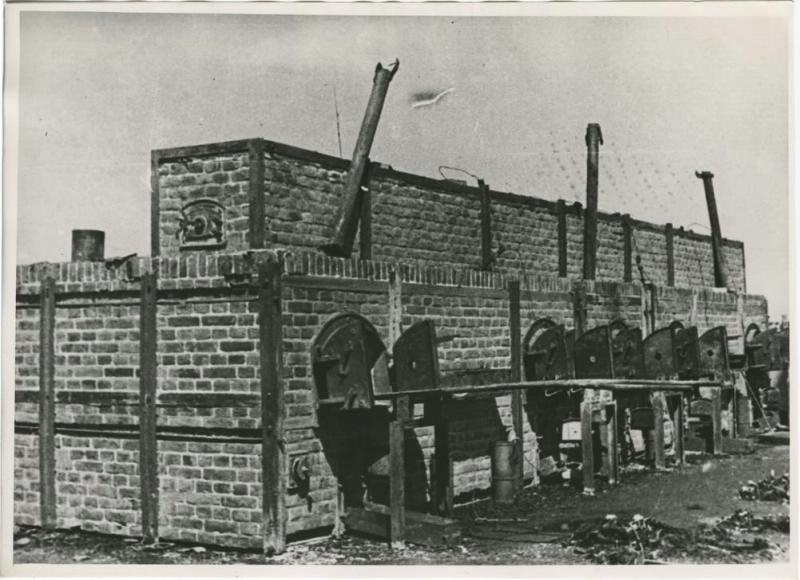 Печи концентрационного лагеря Майданек, 1945 год, Польша. Предположительно, концлагерь Майданек под городом Люблин.Выставки&nbsp;«Холокост», «Лагерь смерти Майданек» с этой фотографией.