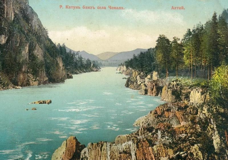 Река Катунь близ села Чемала, 1900-е, Томская губ., Алтай